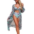 thumbnail image 1 of Conjunto de Traje de Baño para Mujeres con Cubierta Impresa Bikini Traje de Baño de Corte Alto Ropa de Playa, 1 of 9