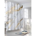 thumbnail image 3 of Fsddascl Gray Marble Shower Curtain Set - 54" x 78" Washable Bathtub Curtain with 12 Hooks, Abstract Art Yellow Crack Waterproof Fabric Stall Shower Curtains for Bathroom/Bathtub Décor, 3 of 6