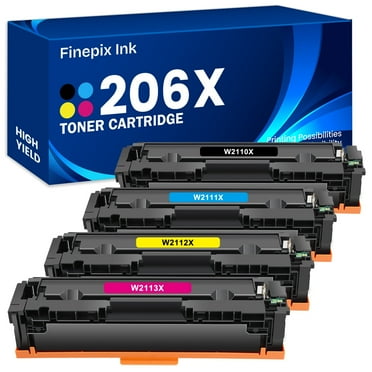 206X 206A Toner Cartridges with Chip Compatible for HP 206X 206A W2110X W2111X W2112X W2113X Color LaserJet Pro MFP M283fdw M283cdw M255dw M282nw Printer ink(Black Cyan Magenta Yellow, 4-Pack)