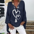 thumbnail image 2 of Camiseta suelta estampada a la moda para mujer Blusa de manga larga con cuello en V Tops casuales Pompotops  FGAJ3889, 2 of 5