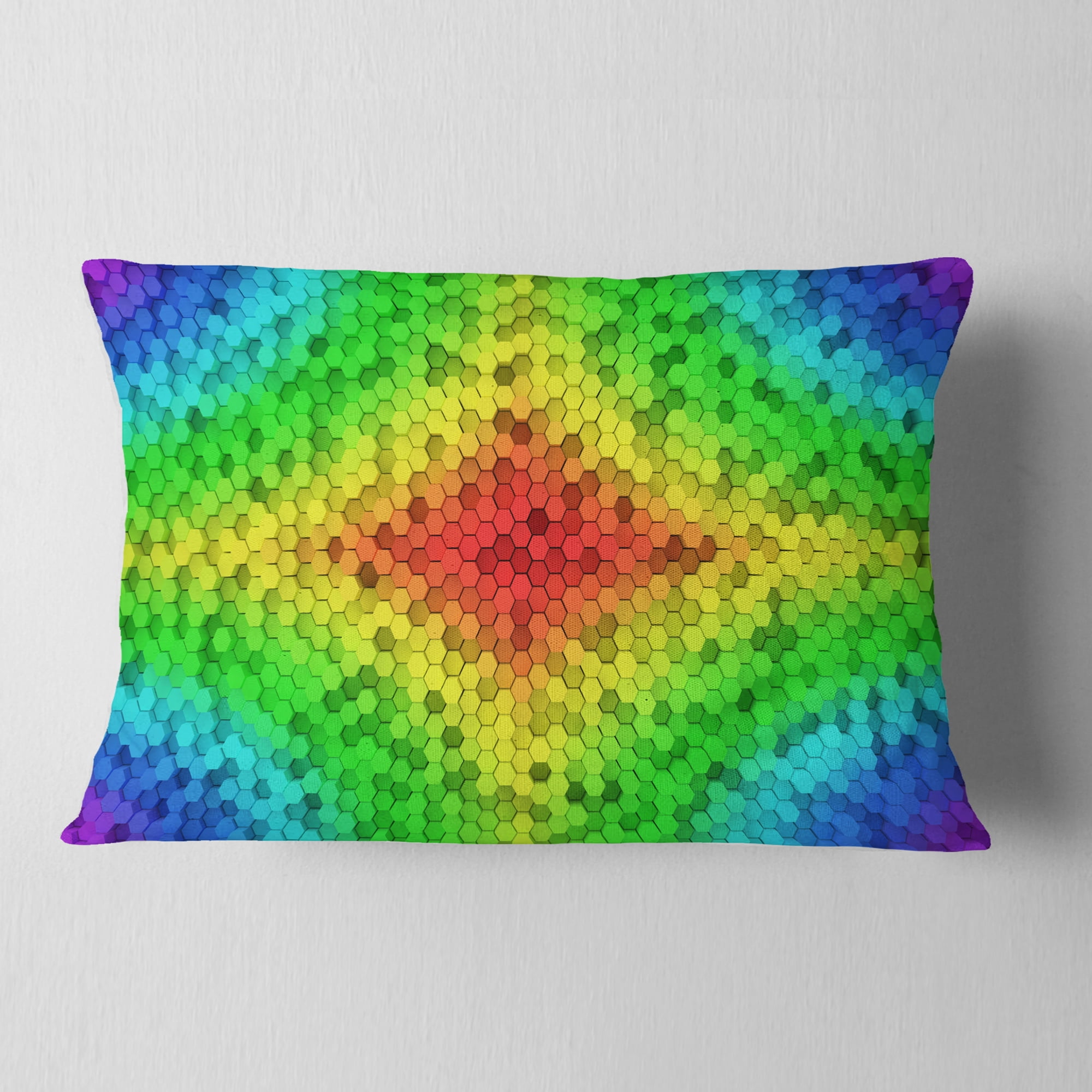 Designart Colorful Elevated Hexagon Columns - Abstract Throw Pillow - 12x20