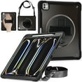 thumbnail image 2 of ELEHOLD Hybrid Rugged Case for iPad Pro 11-inch (M5) 2025/(M4) 2024  Heavy Duty Shockproof Case with 360° Rotatable Handstrap Foldable Kickstand Crossbody Shoulder Strap, A, 2 of 11