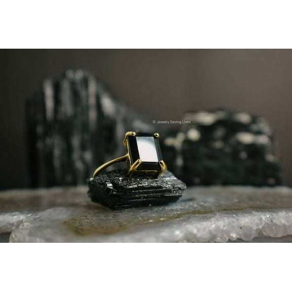 Solid 925 Sterling Silver Flat Black Onyx Cushion Gemstone Christmas Men's Ring