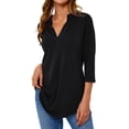 thumbnail image 5 of Hubery 3/4 Sleeve Pullover V-Neck Relaxed Fit Top (Women's) 1 Pack, 5 of 10