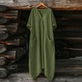 thumbnail image 5 of Zorckvet Womens Dresses Crewneck Linen Plus Size Summer Cotton Loose Dress for Women Fashion, 5 of 8
