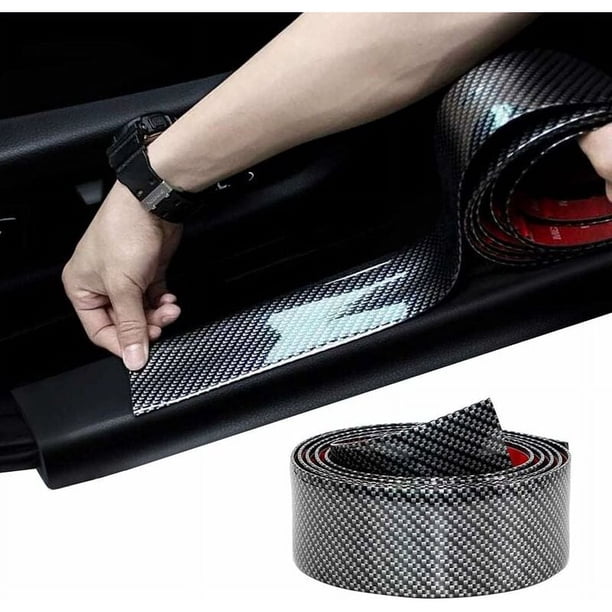 Adhesivo universal para coche de fibra de carbono, peso ligero, flexible y flexible, accesorios para parachoques de umbral de puerta para la mayoría de los coches, 5 cm, 2,5 m, negro