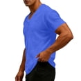 thumbnail image 4 of Antinious Men Solid Short Sleeve V-Neck Summer Plus Size Soft Textured Sleep Shirts, 4 of 5