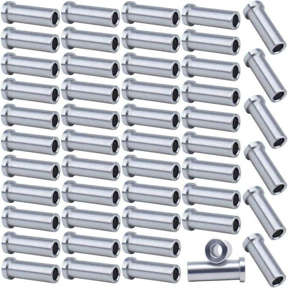50 Pack T316 Stainless Steel Protective Sleeves Cable Railing Kit Cable Railing Hardware for Wood Posts for 1/8" Stainless Steel Cable Wire Rope Deck Cable Railing CR13