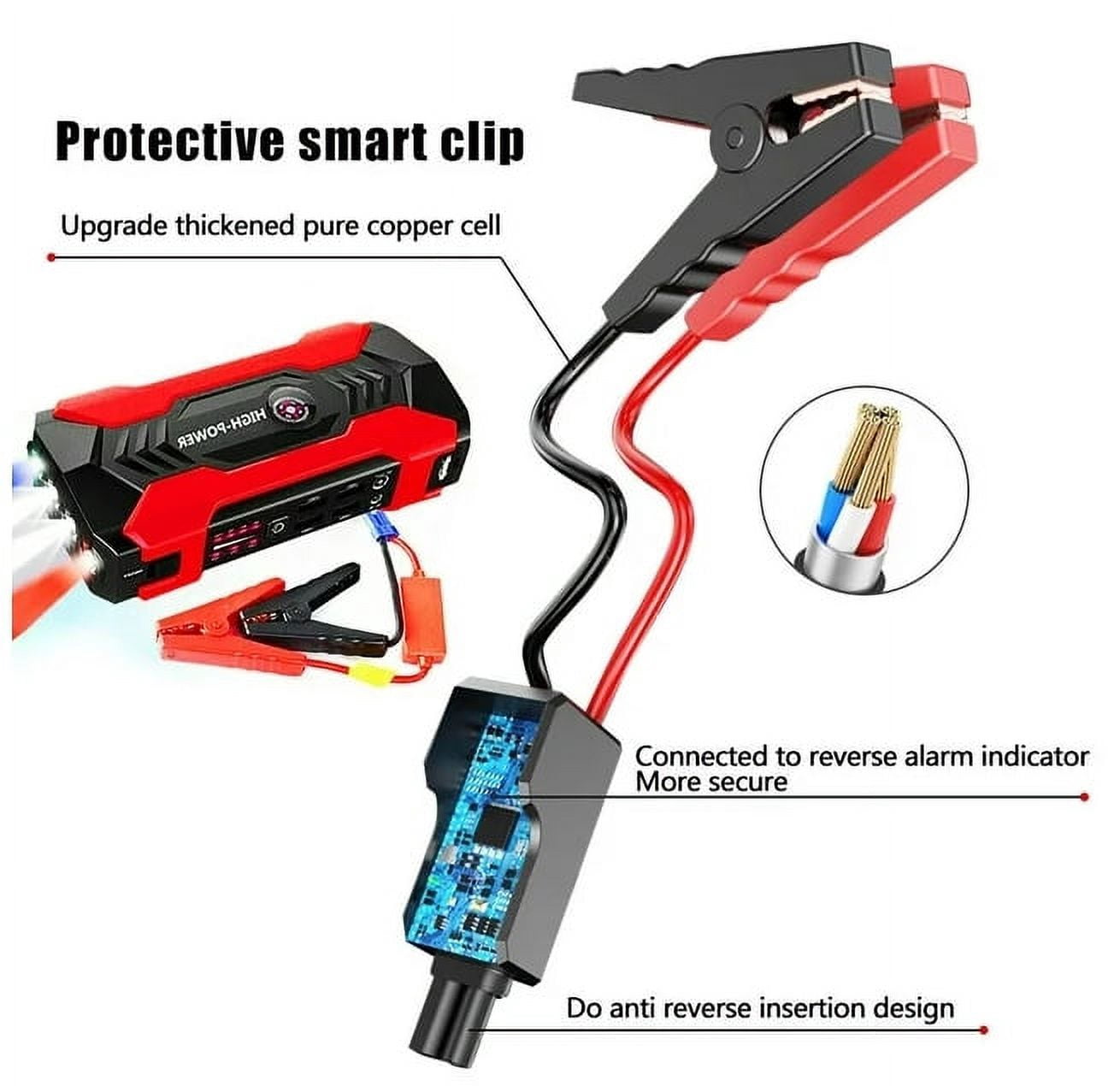 99800mah Car Jump Starter, Peak Car Battery Charger, 12V Jump Box Jumper Battery Pack, Portable Charger, Emergency LED Light, Escape Safty Hammer, Compass