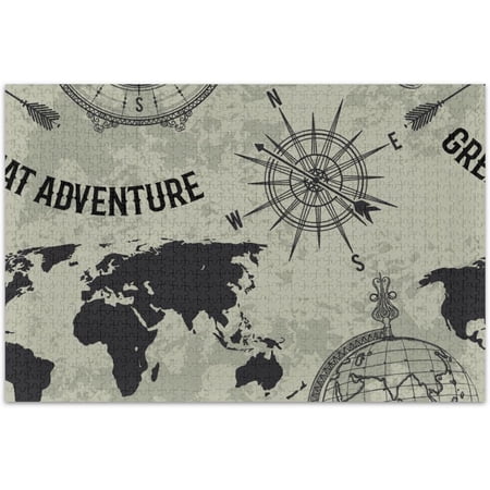 FREEAMG Vintage Globe World Map 500 Piece Jigsaw Puzzle, Wall Artwork Puzzle Games for Adults Teens 20.5" L X 14.9" W