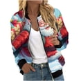 thumbnail image 2 of LOVZFMLL Vestes pour Femmes Chandail en Molleton Ample à Manches Longues avec Fermeture Éclair Veste de Baseball Tricotée Décontractée, 2 of 5