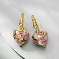 thumbnail image 3 of Ross-Simons Golden and Rose Murano Glass Heart Drop Earrings in 18kt Gold Over Sterling, Women's, Adult, 3 of 5