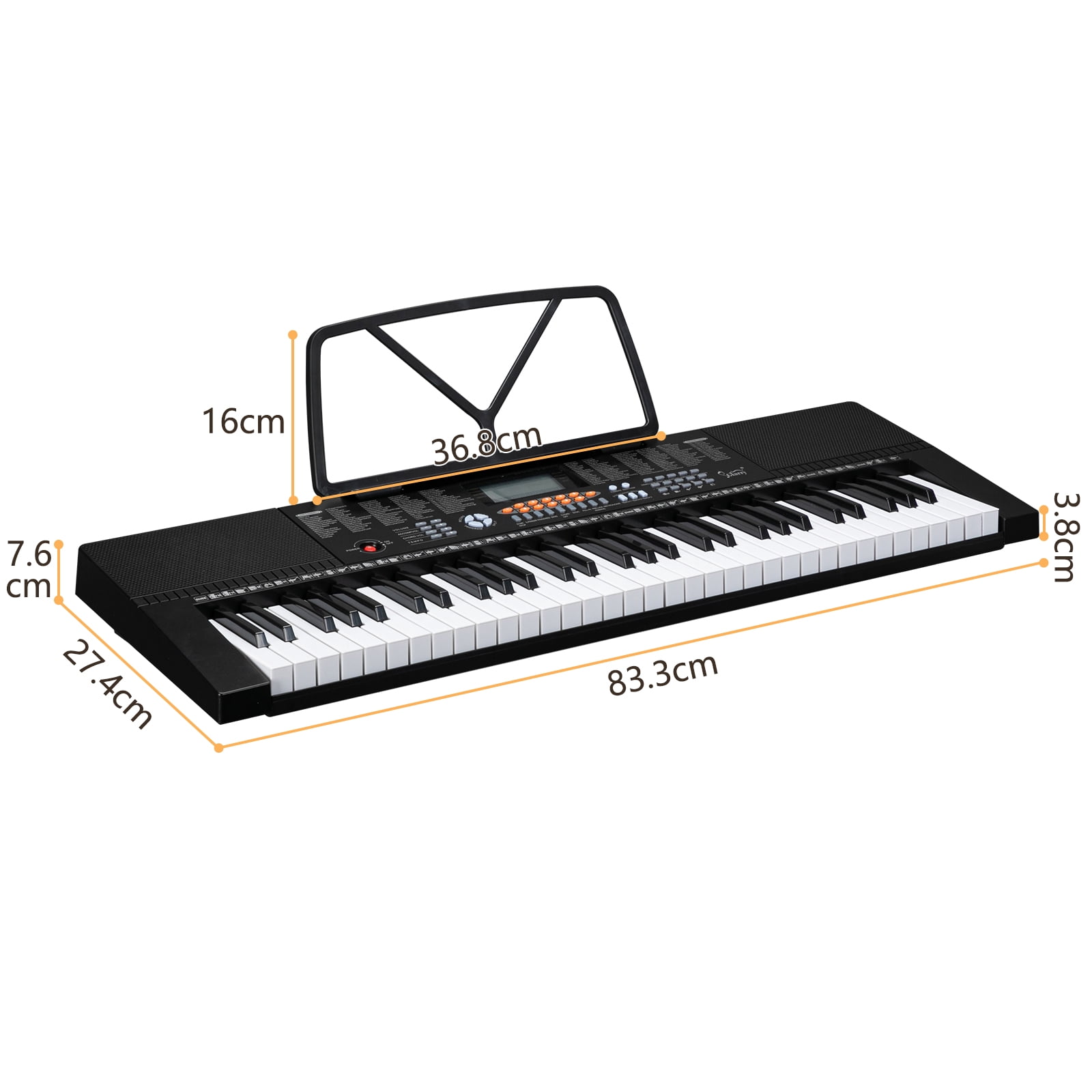Glarry 61-Key Portable Electronic Piano Keyboard with LCD Screen, Microphone, Headphones, 3 Teaching Modes, Built-In Speakers