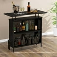 Costway 4Tier Metal Home Bar Unit Liquor Table with Storage & Wine Glass Holders Wine