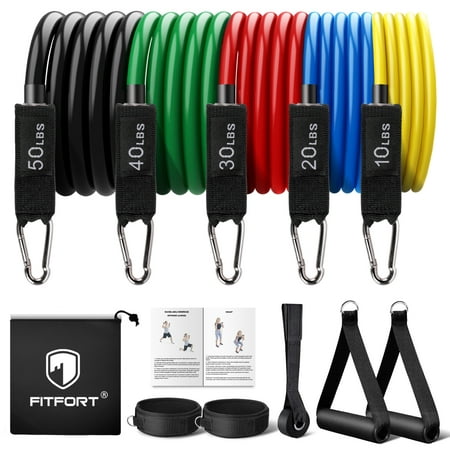 Resistance Bands Exercise Bands Workout Bands - Up to 150lb, Indoor and Outdoor Bands with Door Anchor and Handles for Strength, Slim, Yoga, Home Gym Equipment for Men/Women