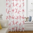 thumbnail image 6 of Pink Bow Ribbon Sheer Curtains 63 Inches Long, Vintage Modern Art Bowknot Light Filering Curtains, Breathable Simi Curtain Privacy Drapes for Living Room Bedroom Lightweight Window Treatment, 6 of 9
