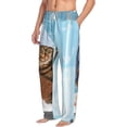 thumbnail image 2 of Uemuo Funny Cat Taking a Bath Pattern Men's Wide Leg Palazzo Lounge Pants with Pockets Light Weight Loose Comfy Casual Pajama Pants-Medium, 2 of 9