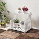 thumbnail image 2 of Organizador de estante de almacenamiento con soporte para flores y plantas en maceta de escritorio de madera de dos niveles (blanco), 2 of 8