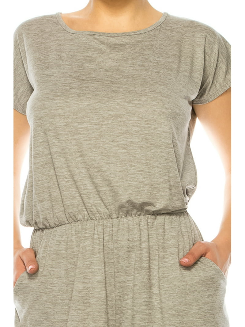 MOA COLLECTION Women's Soft Short Sleeve Romper for Women with Tie