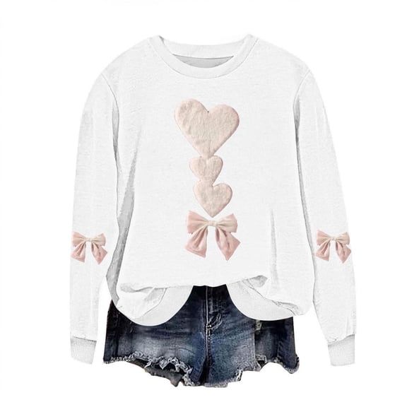 hotojiny Valentine Sweatshirt for Womens Lightweight Long Sleeve Heart Grahic Shirt Casual Crew Neck Pullover Tops S-5XL