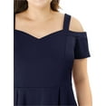 thumbnail image 6 of Unique Bargains Women's Plus Size Off Shoulder Peplum Summer High Waist Top 3X Blue, 6 of 7