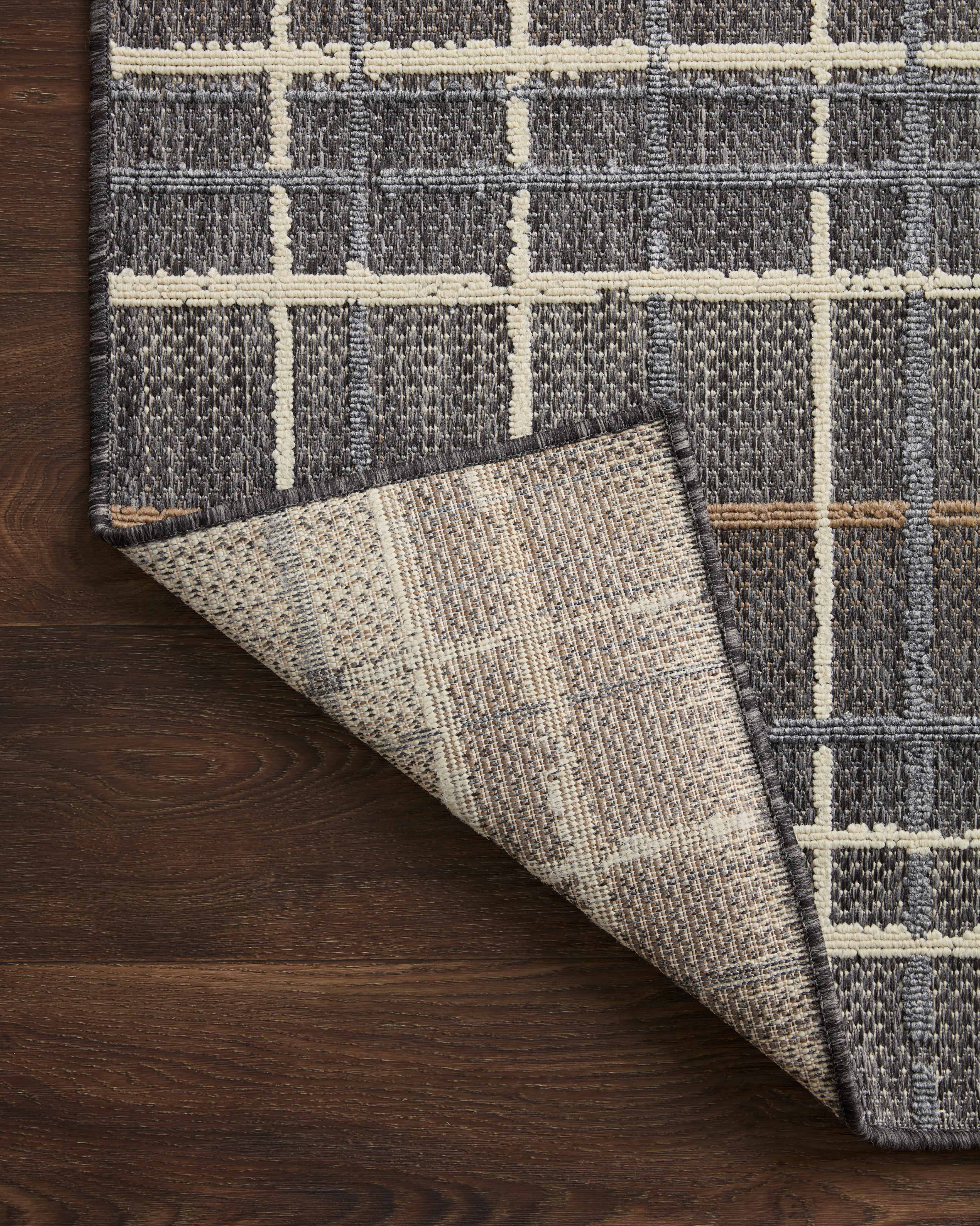 Indoor Outdoor Loloi Rainier Charcoal / Multicolor 18" x 18" Sample Rug