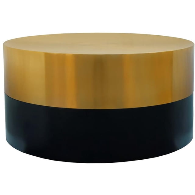 Meridian Furniture Sun Brushed Gold Top Coffee Table with Matte Black Base