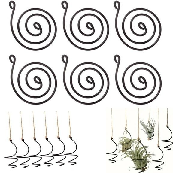 Hanging Air Plant Holder Air Plant Hanger with Jute Ropes,Tutuviw 6 Pcs Set Soilless Air Plant Stand Tillandsia Succulent Display Container for Home Office Decor,Air Plants Wire Hanger Rack