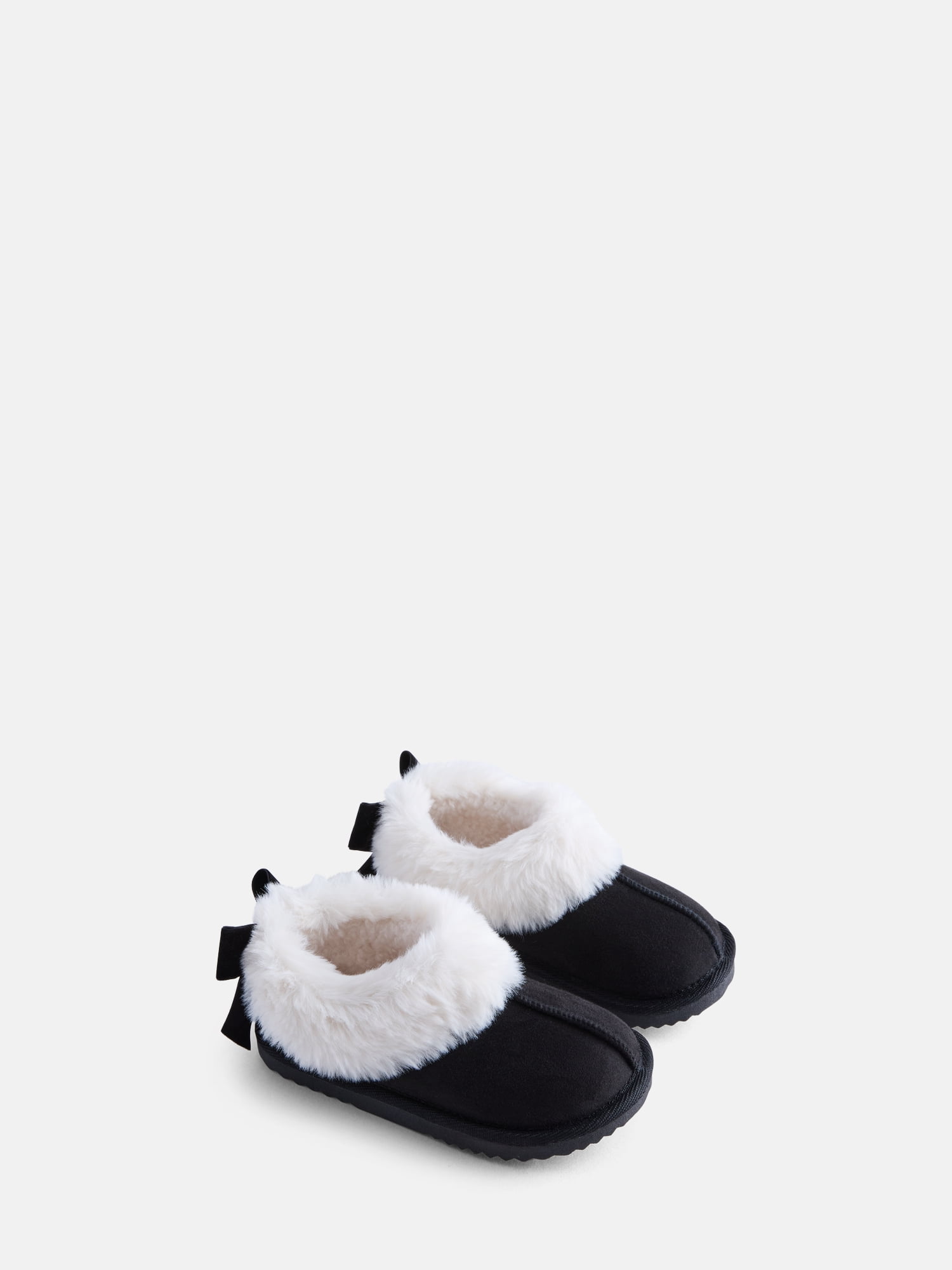 Wonder Nation Baby, Toddler, Little and Big Girls Faux Fur Trim Slippers