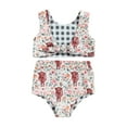 thumbnail image 2 of Aojekbee Toddler Baby Girls Summer Swimsuit Butterfly/Cow Head/Floral Print Sleeveless Tankini Tops Swim Shorts 2 Pieces Bathing Suit, 2 of 10