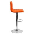 thumbnail image 3 of Contemporary Orange Vinyl Adjustable Height Barstool with Horizontal Stitch Back and Chrome Base, 3 of 9