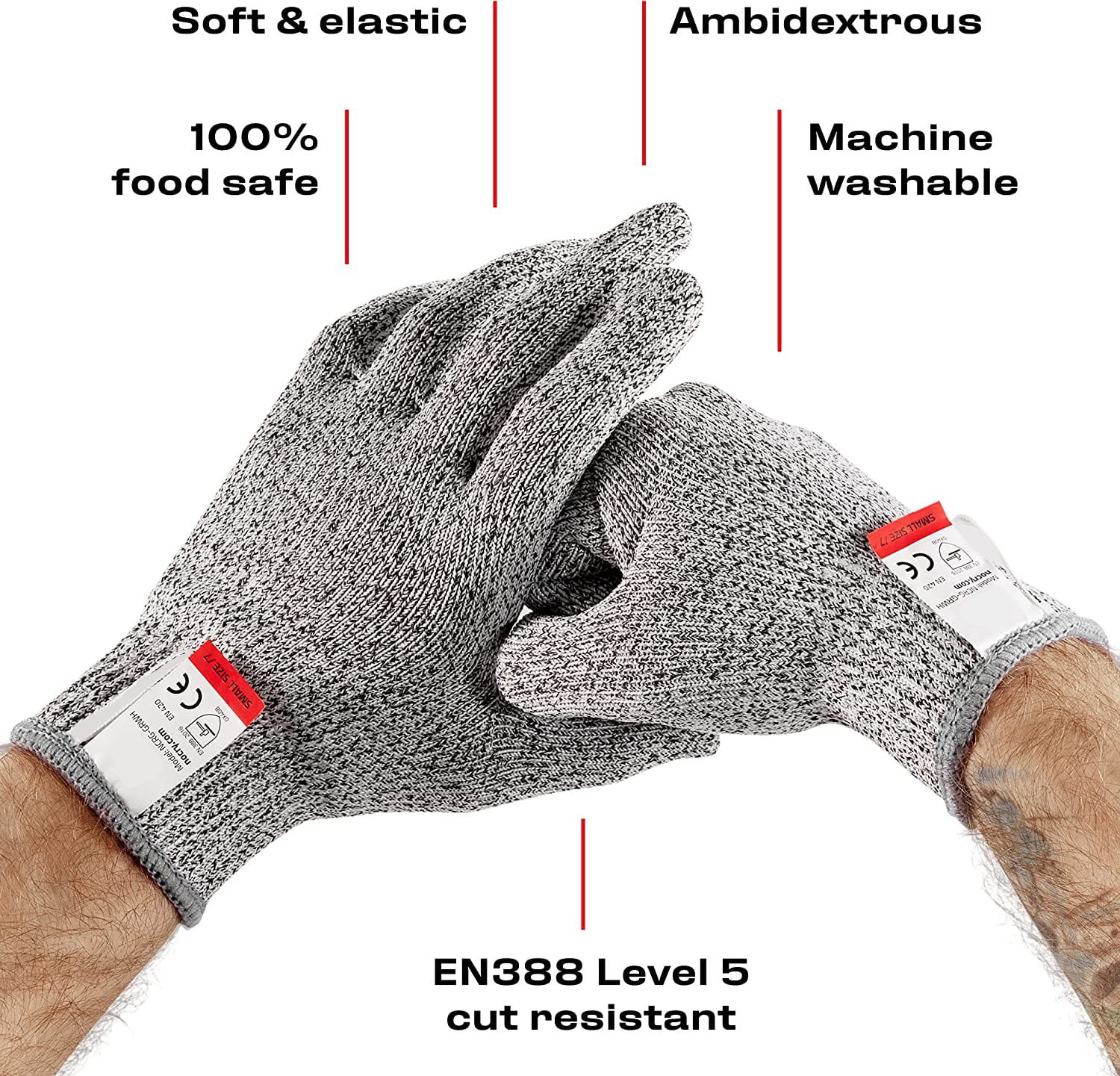 Life Protector Gray Small Cut-Resistant Glove - Level 5, Food Safe - 7 x  5 - 1 count box