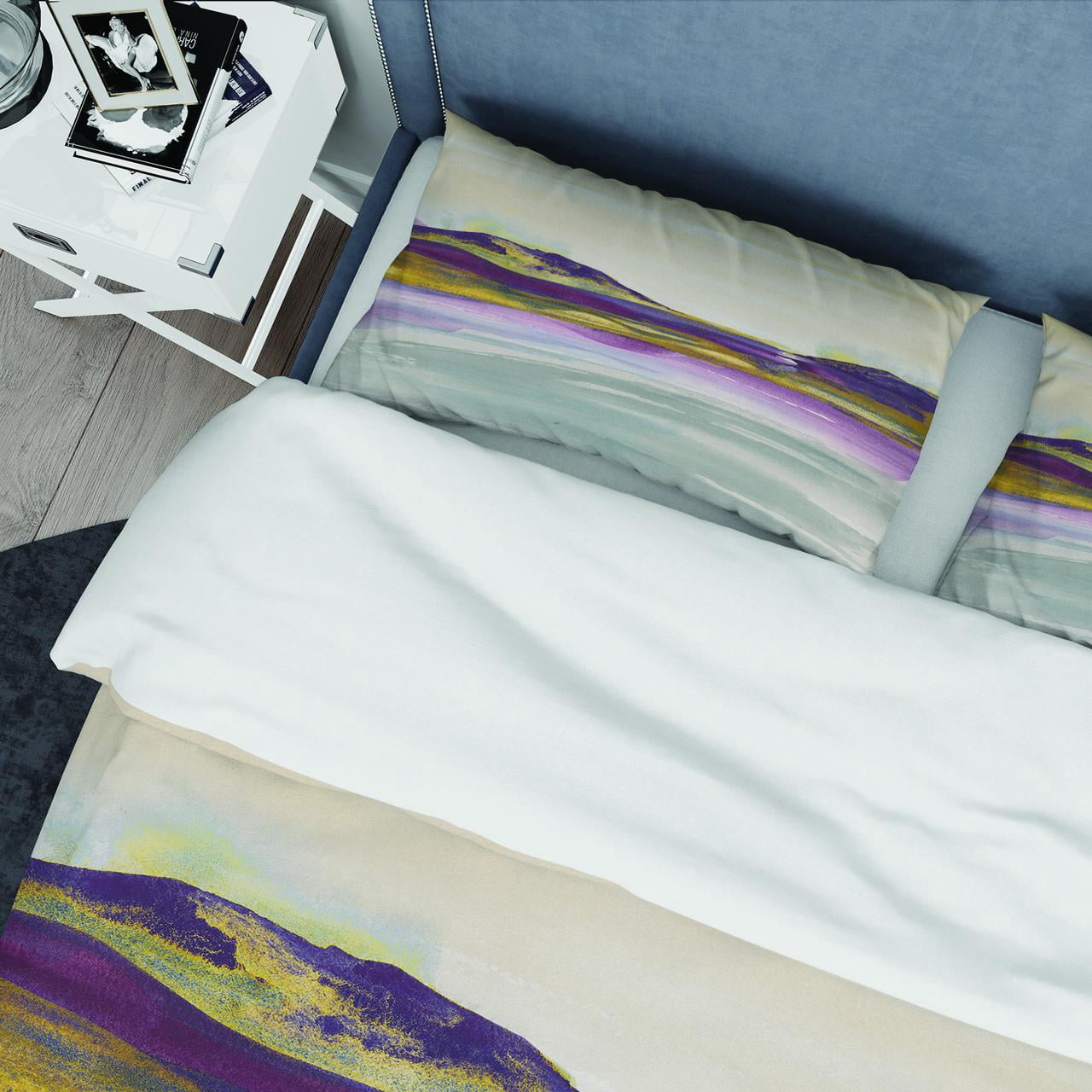 Designart 'Painted Purple and Gold Landscape II' Geometric Duvet Cover Set