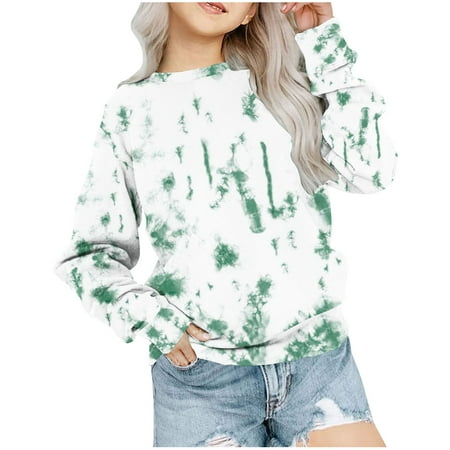 

yillto Big Boys Girls Sweatshirt Trendy Print Round Neck Long Sleeve Pullover Top Casual Loose Sweatshirt