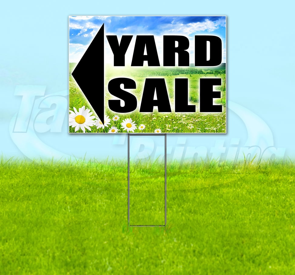 Yard Sale Left  (18"" X 24"") Yard Sign, Includes Metal Step Stake