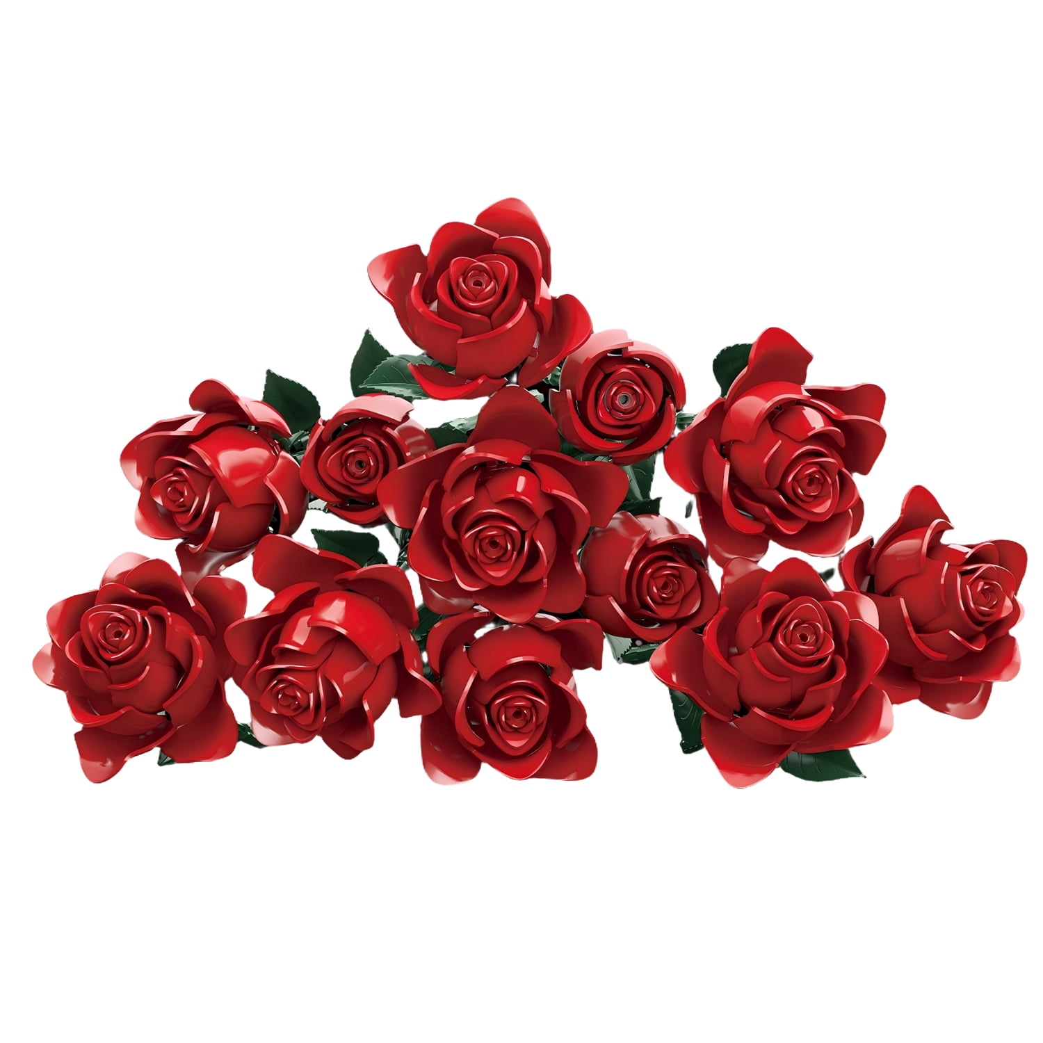 Botanicals Bouquet of Roses Artificial Flowers - Fake Red Roses Building Set for Adults, Ages 14+ - Wedding Decor for Table Display - Gift for Wedding, Bridesmaid