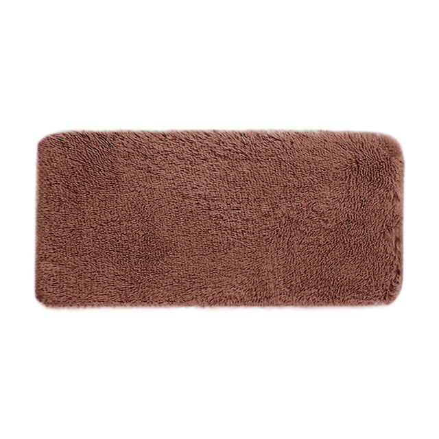 yulier Fluffy Bathroom Rug, Absorbent Non-Slip Bath Mat, Rectangle Shaggy Area Rug for Bedroom Living Room, Solid Color Bedside Rug Ultra Soft Plush Indoor Carpet, 15.75"x31.5", Brown
