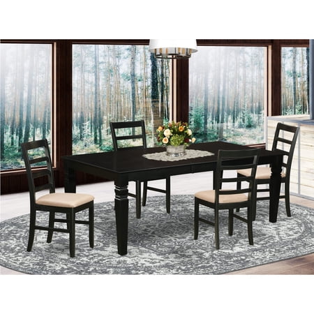 East West Furniture Dining Set- a Rectangle Dining Table and Linen Fabric Kitchen Room Chairs Black Pieces Option) LGPF5-BLK-C 5-Piece 4