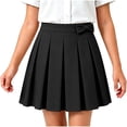 thumbnail image 2 of Diufon Girls Uniform Skirts Kids High Waist A-line School Skirts Cotton Pleated Bowknot Mini Skorts for Dance, 2 of 8