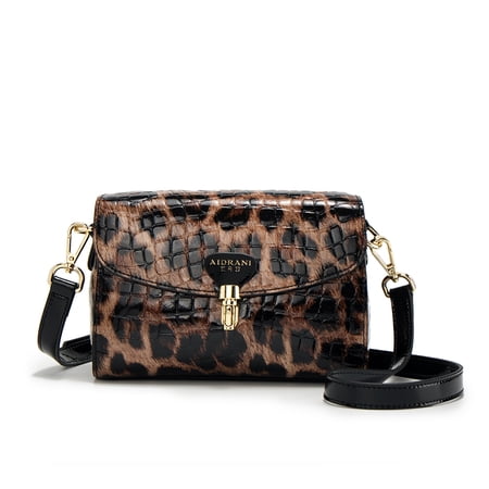 Genuine leather, crocodile print, leopard print, cross-body, shoulder bag, wallet, for women, detachable shoulder strap, mini bag