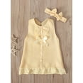 thumbnail image 3 of Caoirhny Baby Girls Summer A-line Dresses Sleeveless O Neck Lace Trim Bow Dress + Headband, 3 of 9