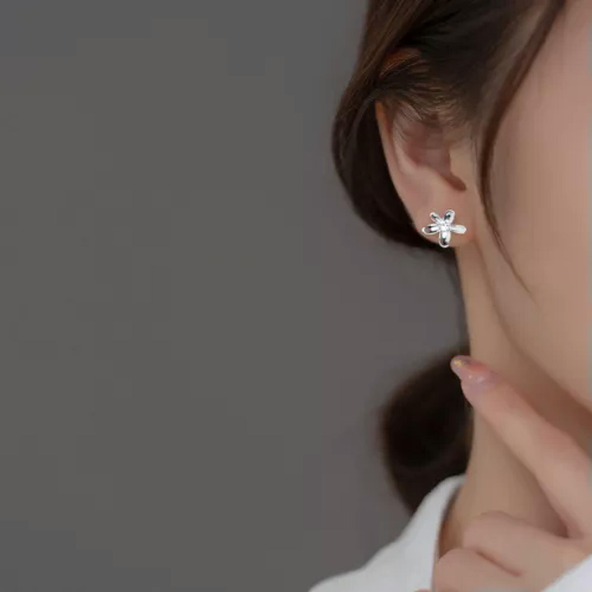 EOEMY 925 Sterling Silver Clear/Blue Flower Stud Earrings Xflowers Studs Garden-Blue
