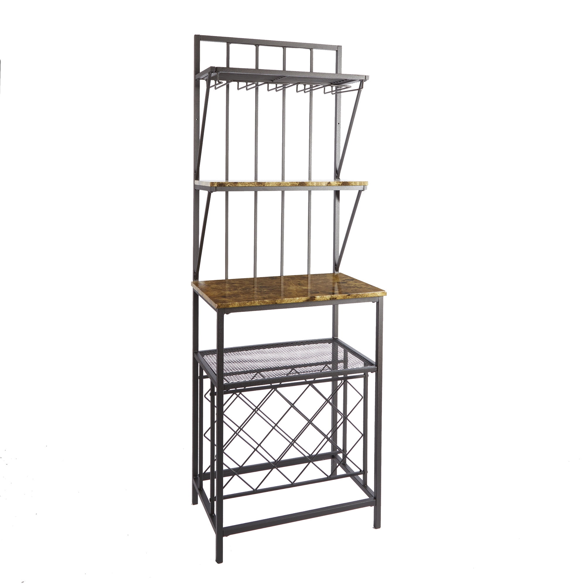Faux Marble Shelf Baker's Rack with Wine Bottle Storage - Walmart.com Faux Marble Shelf Baker's Rack with Wine Bottle Storage - Walmart.com -