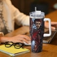 thumbnail image 6 of Lsque Chucky Pattern 40 OZ Ice Bully Cup with Handle and Straw, Double Wall Stainless Steel Tumbler Travel Coffee Cup with Lid for Christmas Present, 6 of 8
