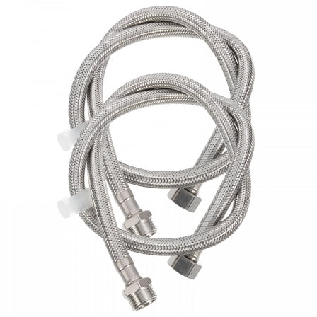 HIBIBUD 2Pcs Stainless Steel Washing Machine Hose 1/2 Inch Washer Machine Extension Pipe