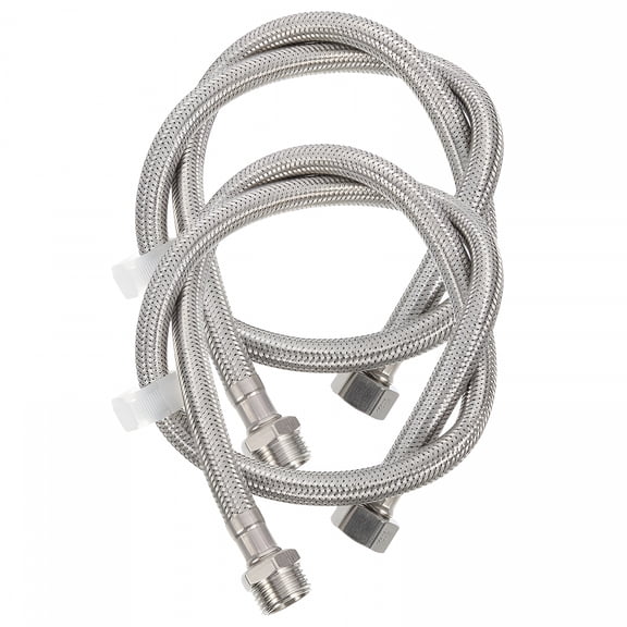 HIBIBUD 2Pcs Stainless Steel Washing Machine Hose 1/2 Inch Washer Machine Extension Pipe