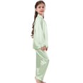 thumbnail image 3 of Conjunto de pijama Schbbbta para niñas, satén, seda, verde, 7-8 años, 3 of 7