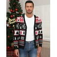 thumbnail image 6 of Iceglad Mens Ugly Christmas Cardigan Sweater Santa Reindeer Snowflake Pattern V-Neck Long Sleeve Knitwear, 6 of 8