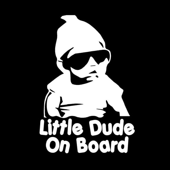4 Pack - StickerDad® Little Dude ON Board Vinyl Decal - Size: 7", Color: White - Windows, Walls, Bumpers, Laptop, Lockers, etc.