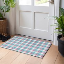 Addison Rugs Chantille Indoor/Outdoor Transitional Plaid Teal Washable Rectangle Rug, 1'8" x 2'6"